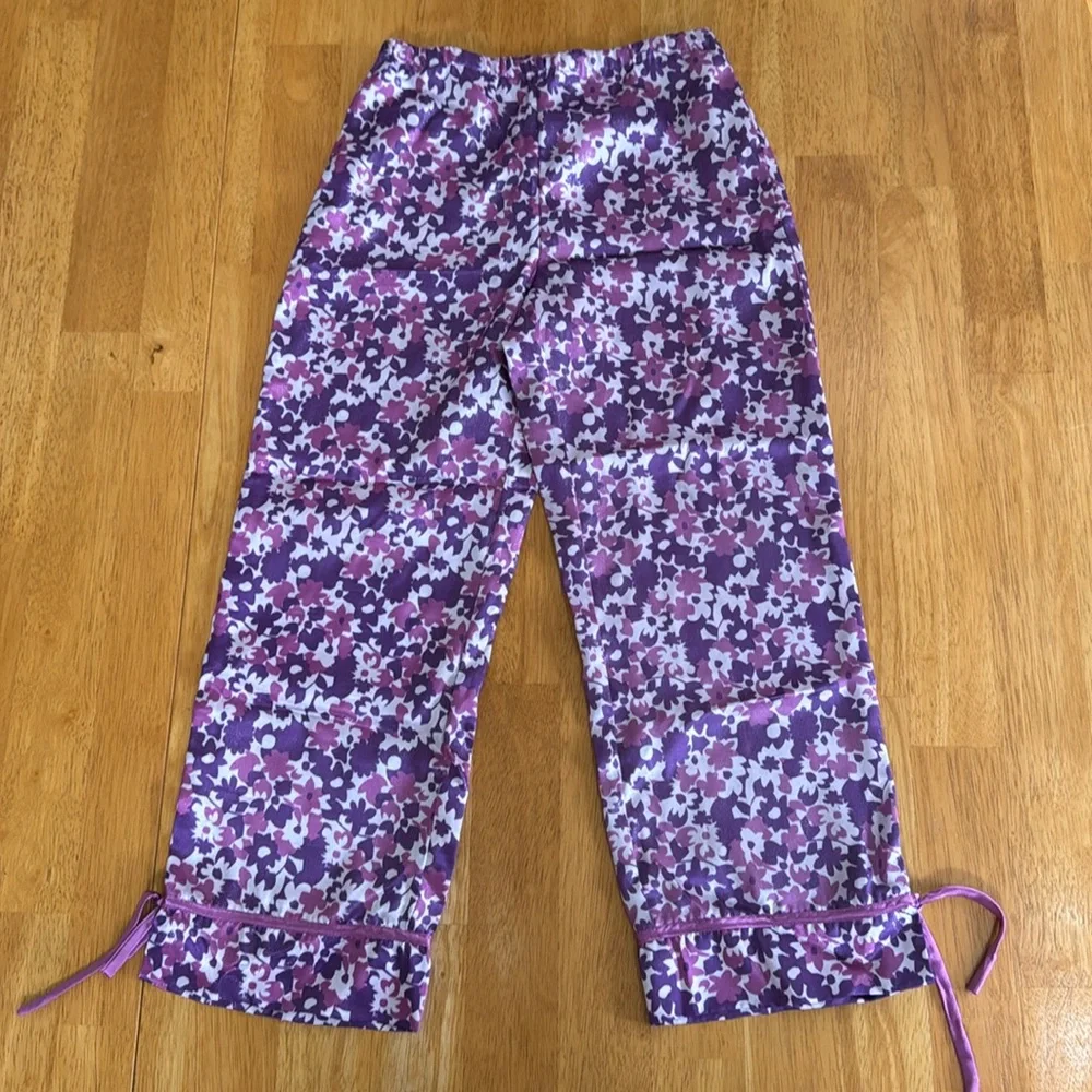 ✋ Girls Limited Too Purple Pink Floral Butterfly Pajama Set Size 7 Silky